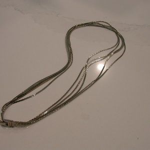 Shiny Silver 4 Strand Necklace